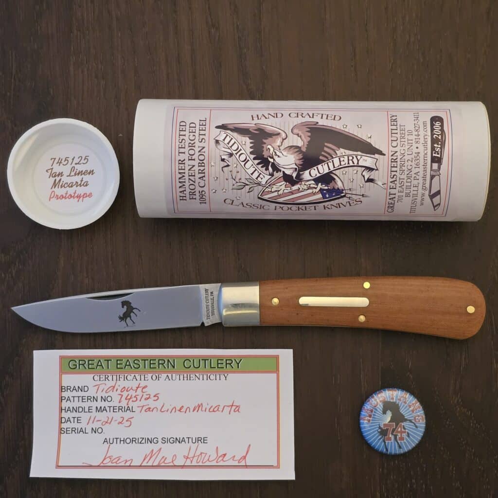 Great Eastern Cutlery #745125 Tan Linen Micarta PROTOTYPE – gallery image 4