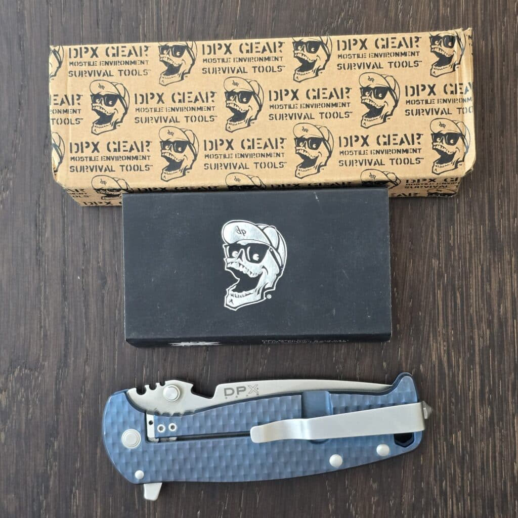 DPx Gear HEST/F 3.0 3D Ti Flipper Knife 3.15" M390 Stonewashed Plain Blade, 3D Machined Blue Titanium Handles, Frame Lock - DPHSF010 knife for sale