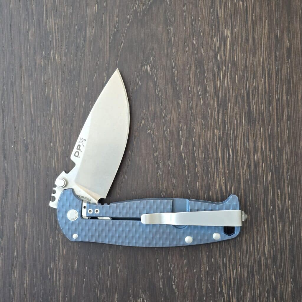 DPx Gear HEST/F 3.0 3D Ti Flipper Knife 3.15" M390 Stonewashed Plain Blade, 3D Machined Blue Titanium Handles, Frame Lock - DPHSF010 knife for sale