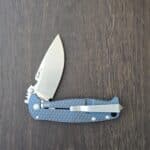 DPx Gear HEST/F 3.0 3D Ti Flipper Knife 3.15" M390 Stonewashed Plain Blade, 3D Machined Blue Titanium Handles, Frame Lock - DPHSF010