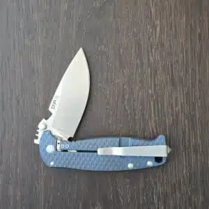 DPx Gear HEST/F 3.0 3D Ti Flipper Knife 3.15" M390 Stonewashed Plain Blade, 3D Machined Blue Titanium Handles, Frame Lock - DPHSF010 knife for sale