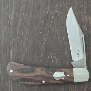 K'Roo Custom T. Bose Design Lanny's Clip in Desert Iron Wood and N690 with Federal Shield Created November 2025 by W. O'Kelly knife for sale