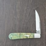 K'Roo Custom Mamba Wharncliffe Swayback in Dyed Karellan Birch Burl and N690 with Federal Shield Created November 2025 by W. O'Kelly knife for sale