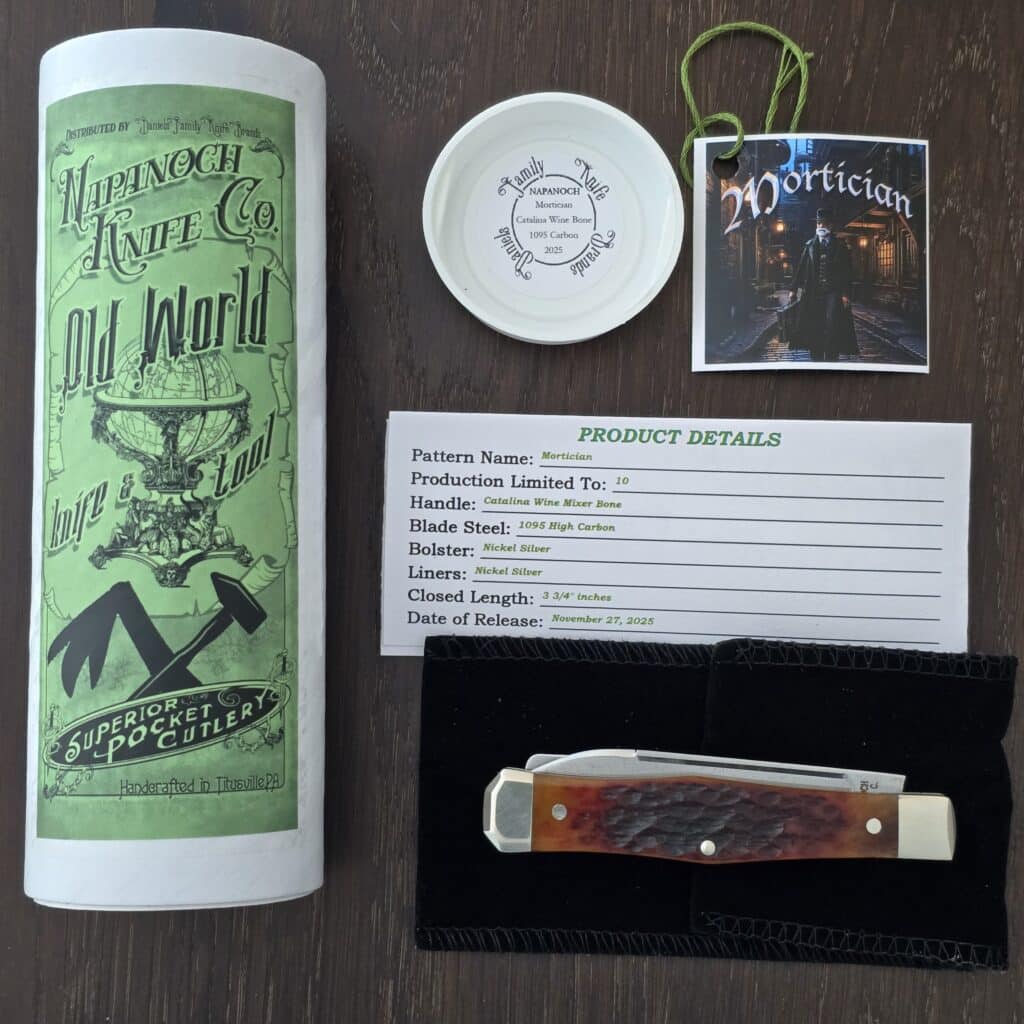 Napanoch Knife Co. Mortician Catalina Wine Mixer Bone in 1095 Carbon 2025 (1 of 10) knife for sale
