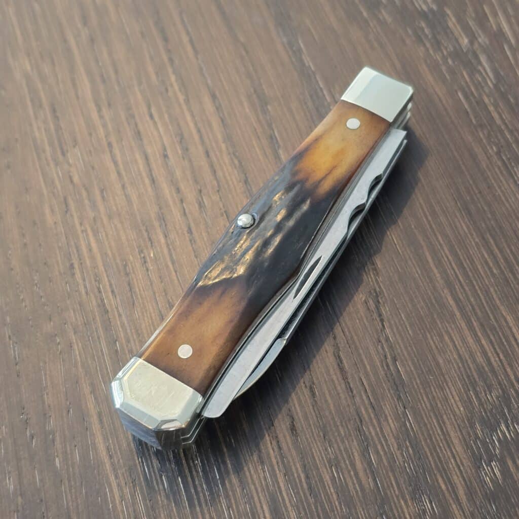 Napanoch Knife Co. Mortician in Genuine Amber Stag and 1095 Carbon 2025 (1 of 12) knife for sale