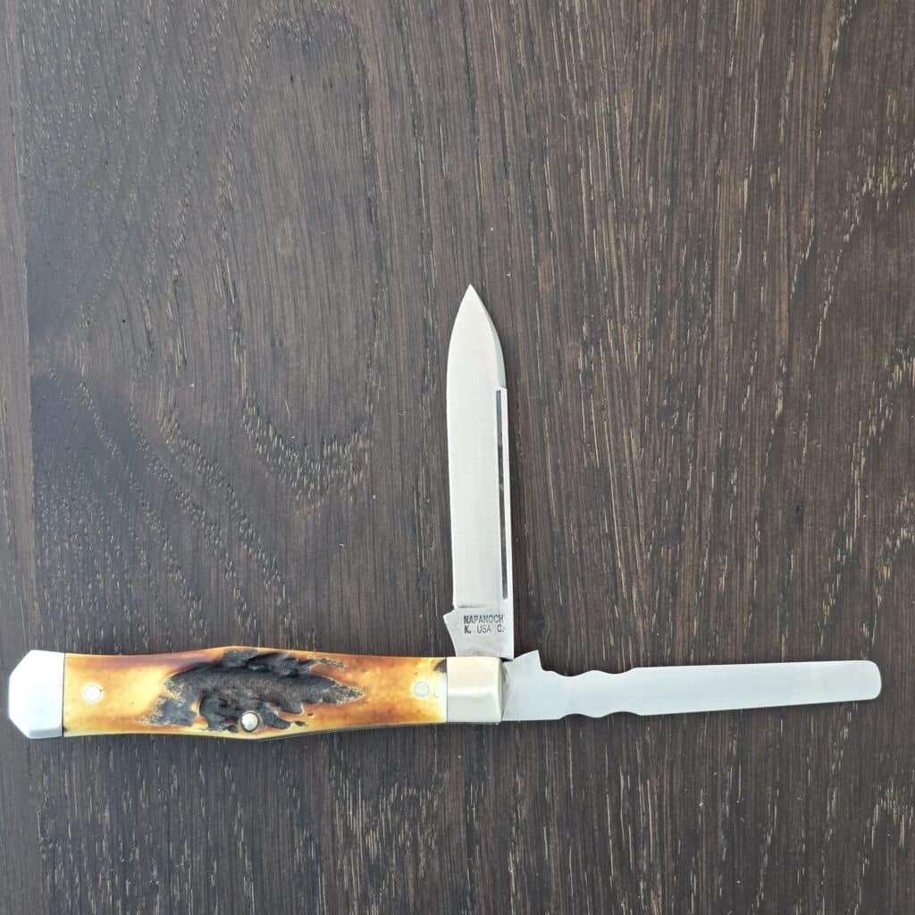 Napanoch Knife Co. Mortician in Genuine Burnt Stag and 1095 Carbon 2025 (1 of 10) knife for sale