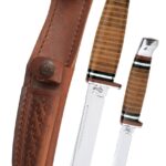 Case Twin Fin Two Piece Set Leather Hunting Set M3FINN SS & 316-5 SS with Leather Sheath NO 00372