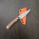 Rainier Knives Fastpack in Elmax and Natural Canvas Micarta with Orange Kydex Sheath knife for sale