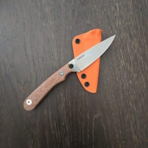 Rainier Knives Fastpack in Elmax and Natural Canvas Micarta with Orange Kydex Sheath knife for sale