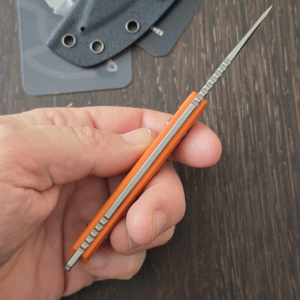 Griffin Company Scout Medic in Orange G10 and S35VN Designed by Kieth Griffin and Manufactured by Bestech knife for sale
