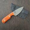 Unbound Knives/ Nikola Rusev Modified Cargo Model in Elmax 62 HRC Cryo and Orange Micarta Scales with White G10 Liners and White Gulso Hardware knife for sale