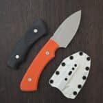 Dauntless Manufacturing The Moss in ABE-L and Orange Peel Ply G10 scales, Gulso Bolt Hardware, Alpine Camo Minimalist Kydex Sheath and additional Set of Black G10 Scales knife for sale