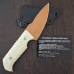 Dauntless Manufacturing Matt Helm Work Knife V2 inIvory G10, Gulso Bolt Hardware and Magnacut with Bronze Cerakote Finish (note spot on finish) knife for sale