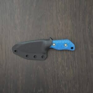 Terra Knives Badger in Magnacut 64 HRC with Jimping, Blue Rock Pattern G10 Scales, Torx Hardware and Black Kydex Sheath knife for sale