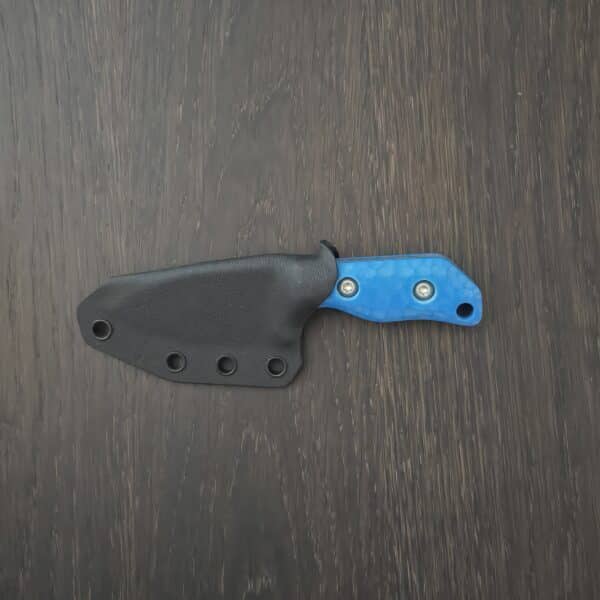 Terra Knives Badger in Magnacut 64 HRC with Jimping, Blue Rock Pattern G10 Scales, Torx Hardware and Black Kydex Sheath – gallery image 1