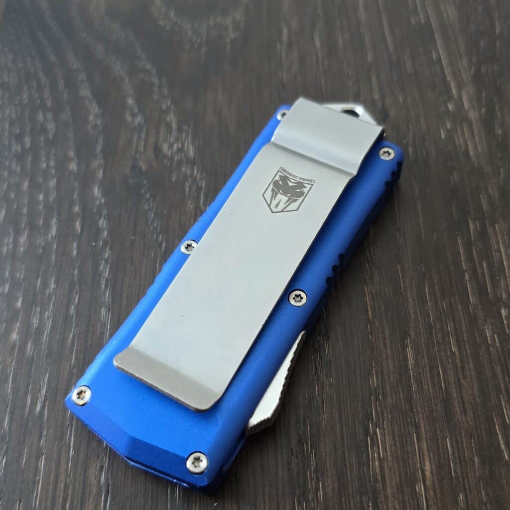 CobraTec Knives OTF Money Clip Blue, Dagger, Not Serrated – gallery image 4