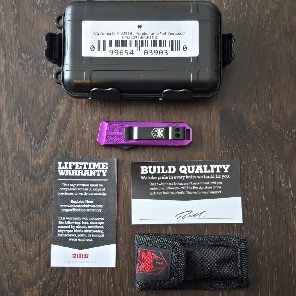 CALIFORNIA OTF 929TB -PURPLE, Tanto, Not Serrated – gallery image 5