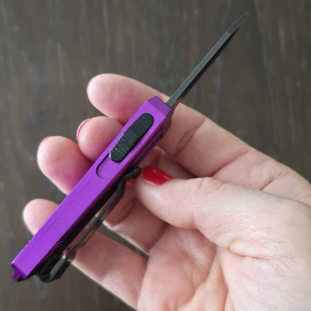 CALIFORNIA OTF 929TB -PURPLE, Tanto, Not Serrated – gallery image 3