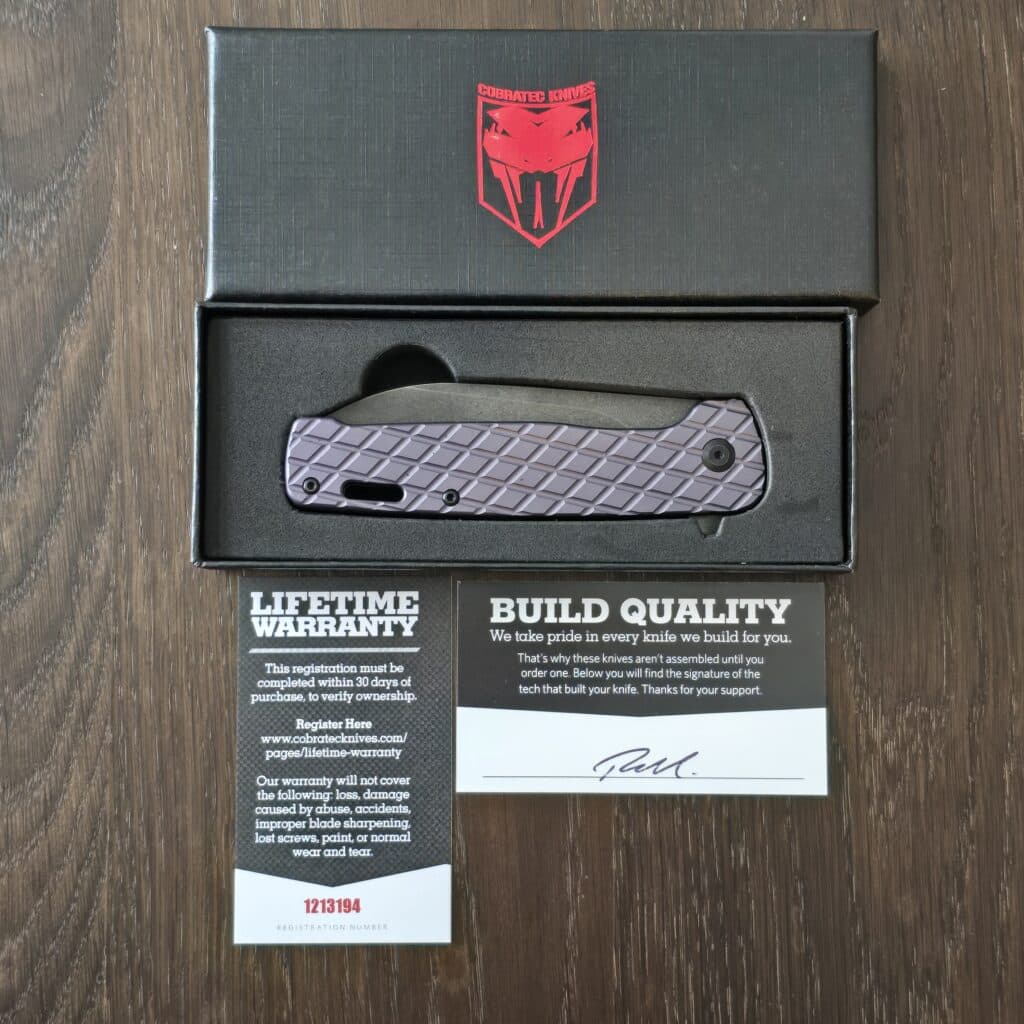 CobraTec Gator in Grey Aluminum and D2 CTGRYGATOR knife for sale