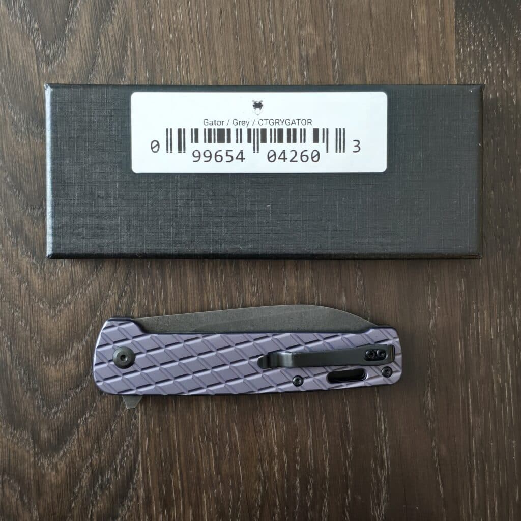 CobraTec Gator in Grey Aluminum and D2 CTGRYGATOR knife for sale