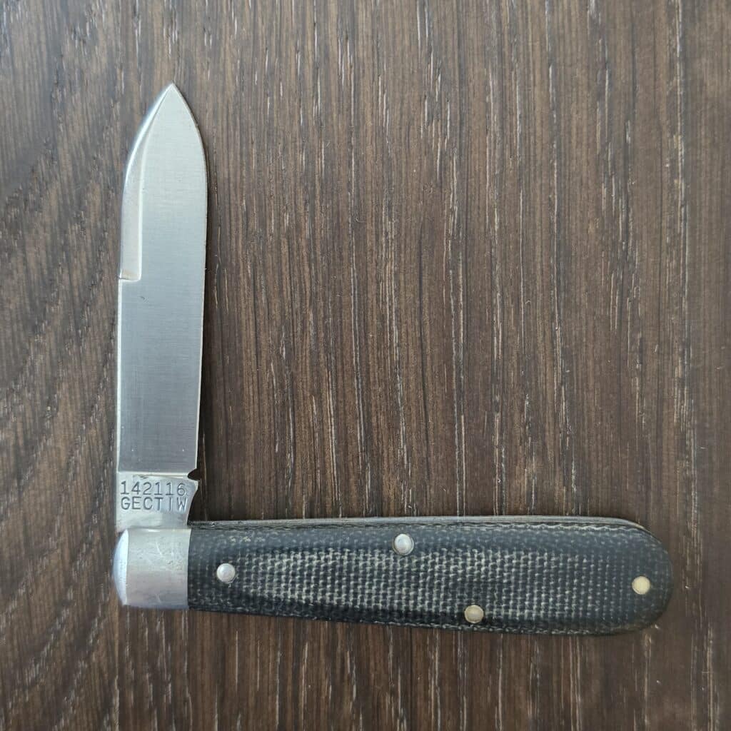 Great Eastern Cutlery #142116 OD Green Linen Micarta please note age patina knife for sale