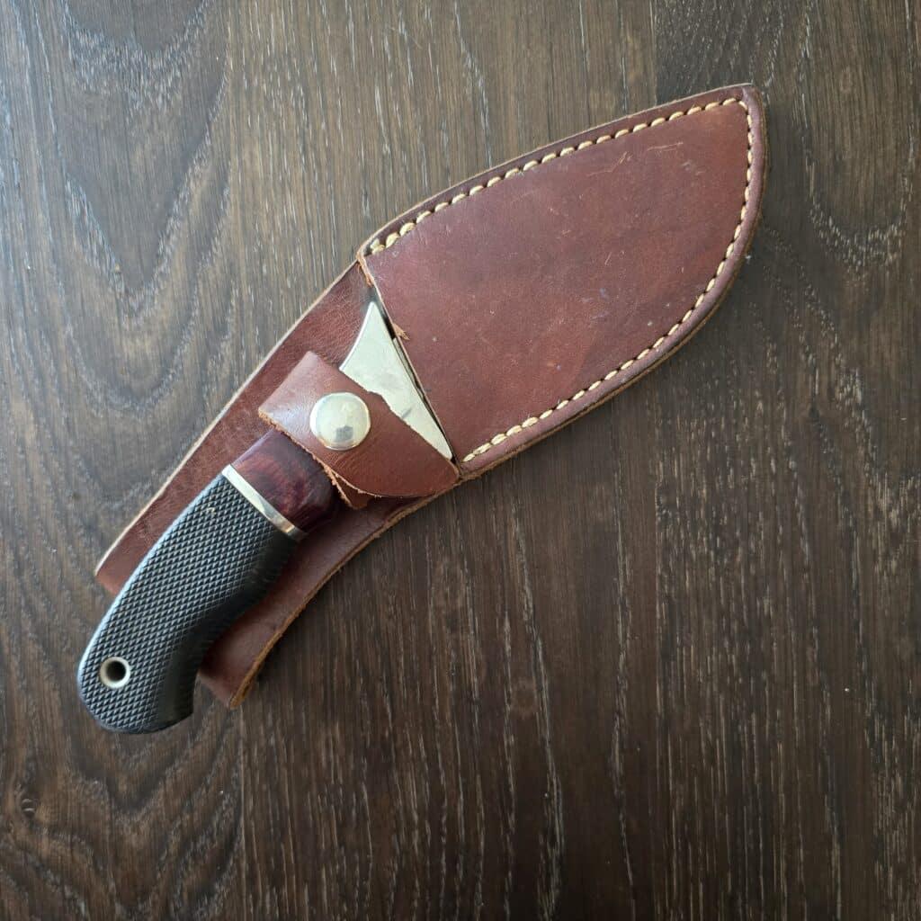 Junglee Classic Hunter K02114 in 440A, G10 and Wood w/ Leather Sheath knife for sale