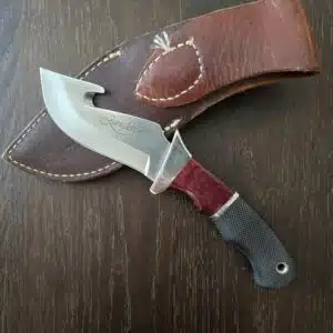Junglee Classic Hunter K02114 in 440A, G10 and Wood w/ Leather Sheath knife for sale