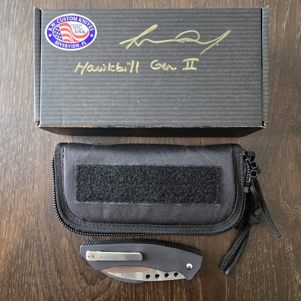 R. W. Custom Knives "Hawkbill" in Black Aluminum and Nitro-V – gallery image 7