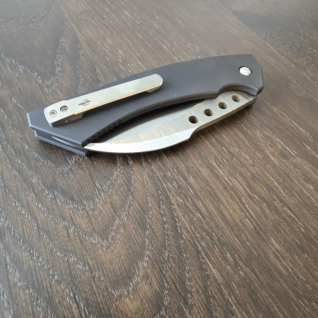 R. W. Custom Knives "Hawkbill" in Black Aluminum and Nitro-V – gallery image 6