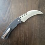 R. W. Custom Knives "Hawkbill" in Black Aluminum and Nitro-V knife for sale