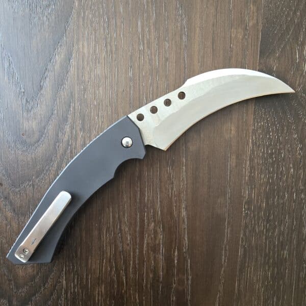 R. W. Custom Knives "Hawkbill" in Black Aluminum and Nitro-V – gallery image 1