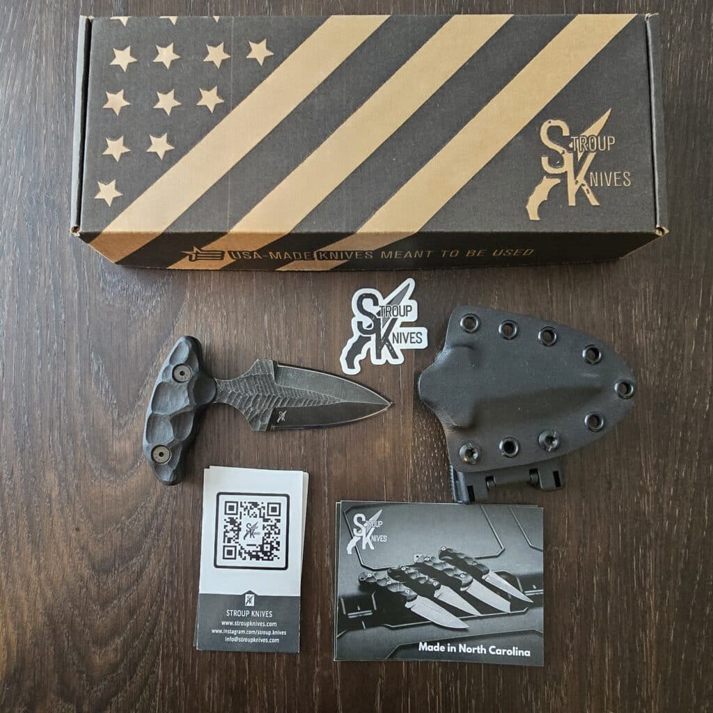 Stroup Knives Push Dager in SD1 and Black G10 knife for sale