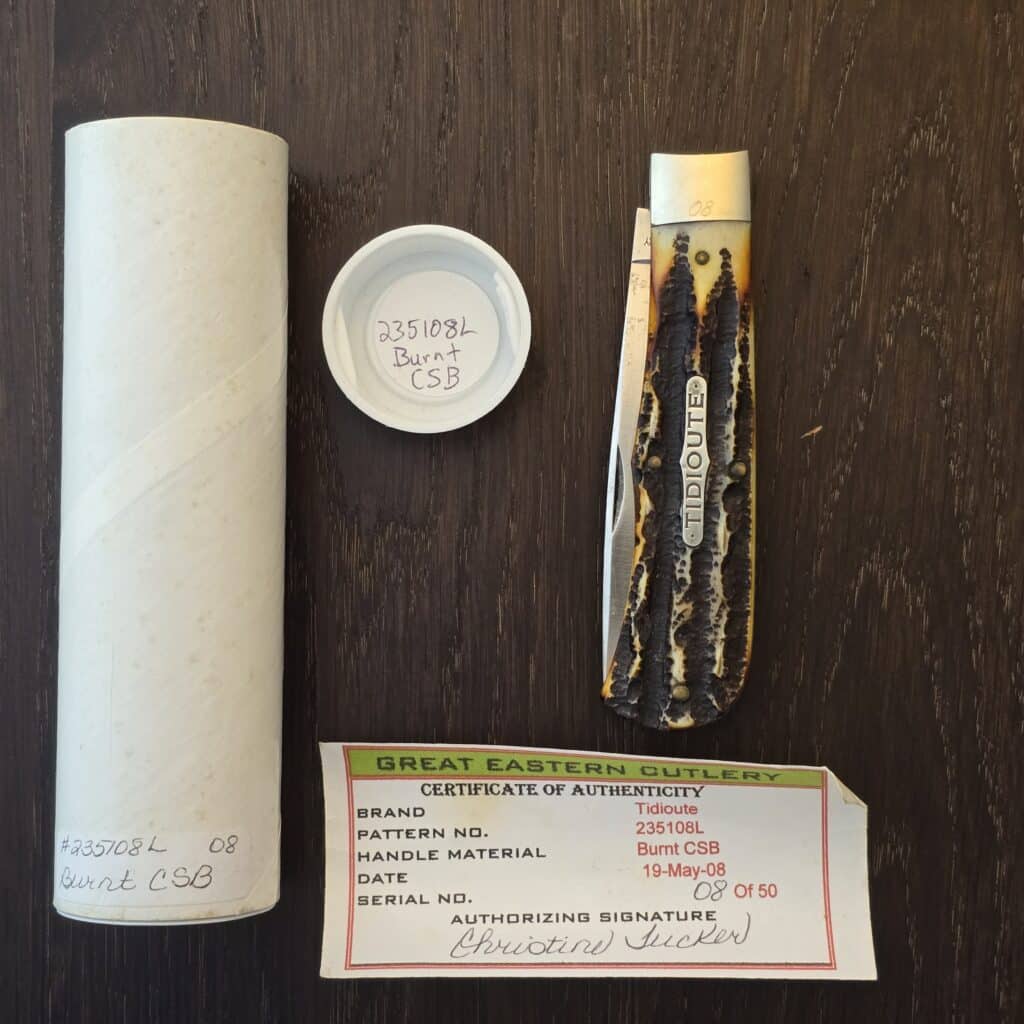 Great Eastern Cutlery #235108 L Burnt CSB SN08 (please note, lots of age patina) knife for sale