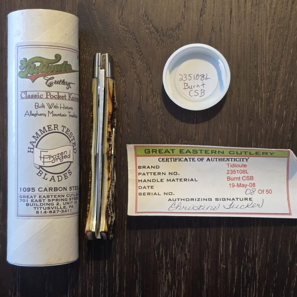 Great Eastern Cutlery #235108 L Burnt CSB SN08 (please note, lots of age patina) knife for sale