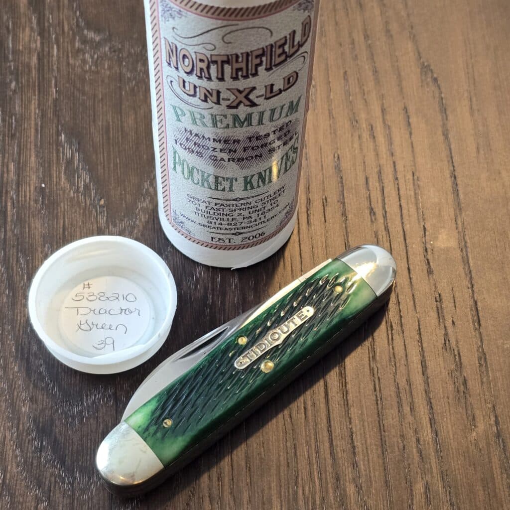 Great Eastern Cutlery #538210 Tractor Green Jigged Bone SN39 knife for sale