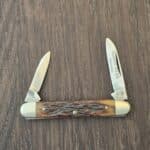 Queen Steel 6130 Brown Jigged Bone Mini 2 Blade Folder (2.5" closed) 1998