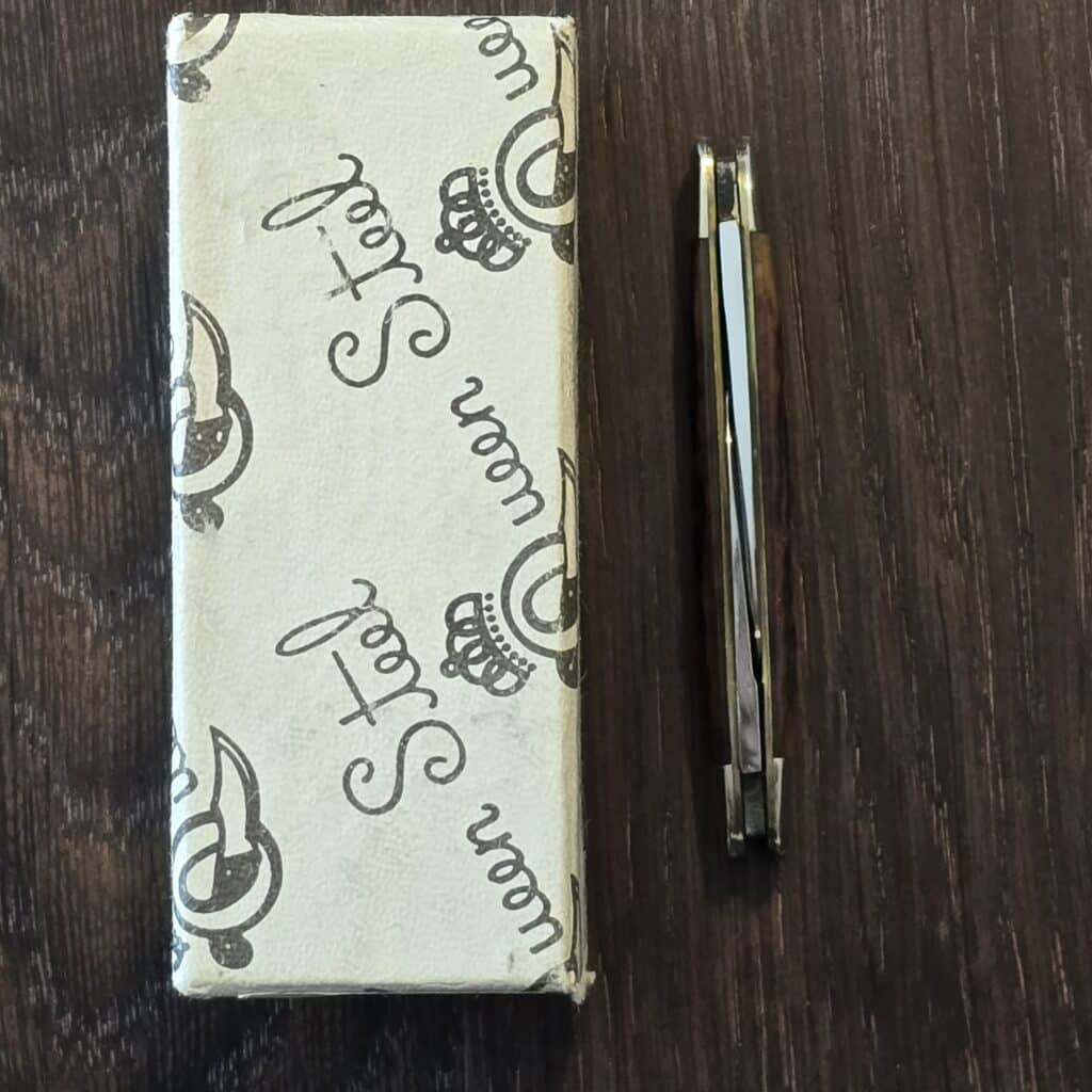 Queen Steel 6130 Brown Jigged Bone Mini 2 Blade Folder (2.5" closed) 1998 knife for sale