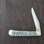 Case USA Kickstart in Black and White G-10/CF Weave SM Trapper Lock A/O 10154AC SS knife for sale