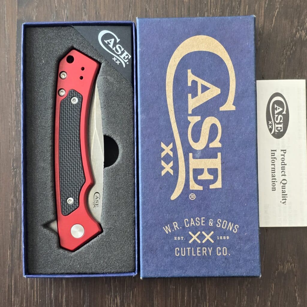 Case USA No. 25881 Red Anodized Aluminum W/ Black G-10 inlay (Marilla S35VN) knife for sale