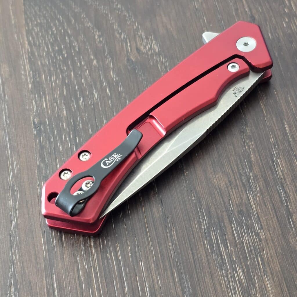 Case USA No. 25881 Red Anodized Aluminum W/ Black G-10 inlay (Marilla S35VN) knife for sale