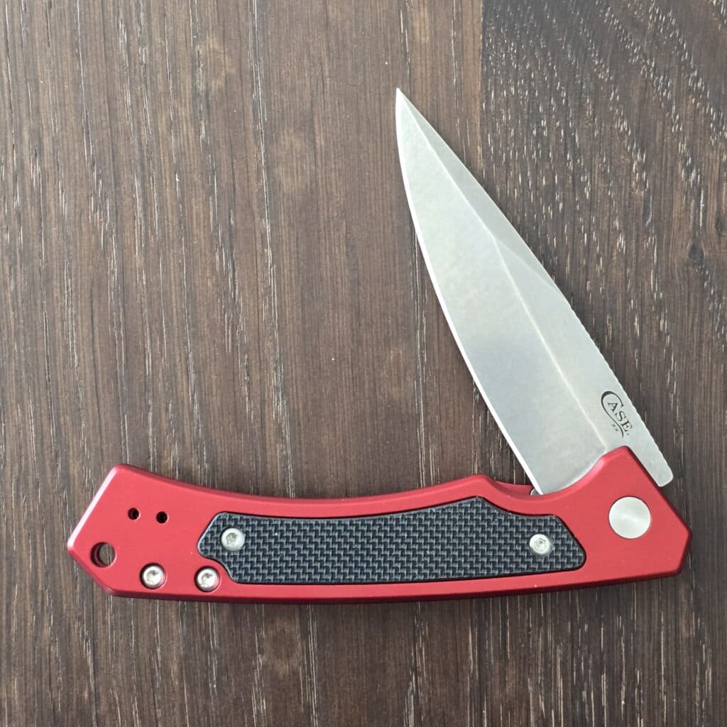Case USA No. 25881 Red Anodized Aluminum W/ Black G-10 inlay (Marilla S35VN) knife for sale