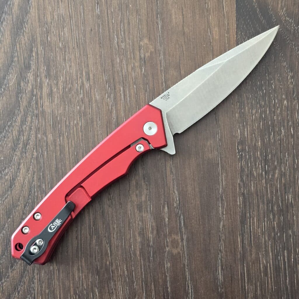 Case USA No. 25881 Red Anodized Aluminum W/ Black G-10 inlay (Marilla S35VN) knife for sale