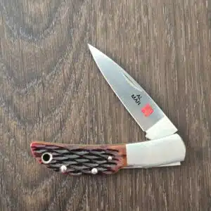 Al Mar Knives Brown Bone Lock Back 1002HJB With Leather Pocket Slip knife for sale