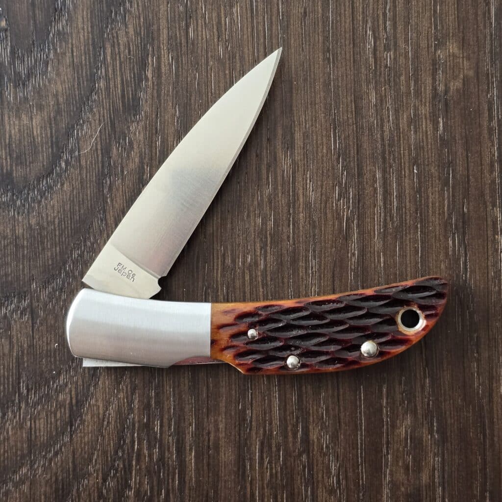 Al Mar Knives Brown Bone Lock Back 1002HJB With Leather Pocket Slip knife for sale