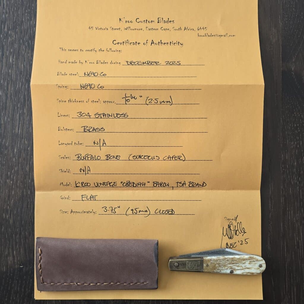K'Roo Custom Vintage "Obediah" Barlow TSA Brand in Buffalo Bone and N690 Created 12/2025 by W. O'Kelly – gallery image 8