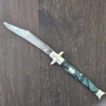 Remington USA Vintage Guardless Fishtail Bowie R655 Green Swirl Pyremite Scales 1931/1933 knife for sale