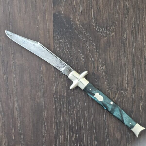 Remington USA Vintage Guardless Fishtail Bowie R655 Green Swirl Pyremite Scales 1931/1933 – gallery image 1