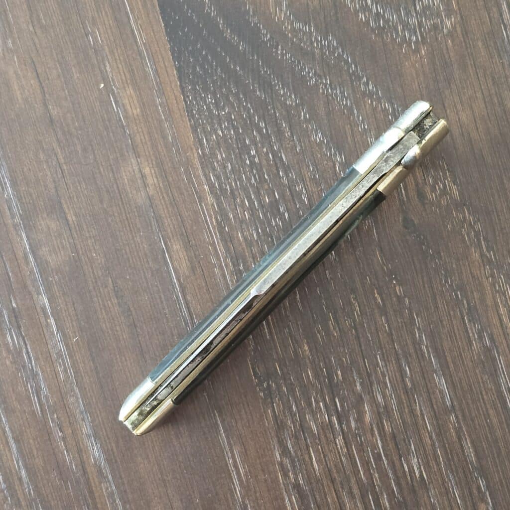 Remington USA Vintage Guardless Fishtail Bowie R655 Green Swirl Pyremite Scales 1931/1933 – gallery image 5