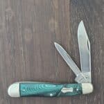 Remington USA Vintage Dog Leg Jack R1325 Green Swirl Pyremite Scales 1935/1937, snappy blades, half stops knife for sale