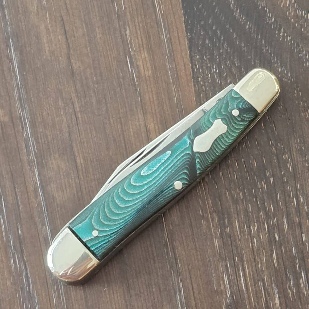 Remington USA Vintage Dog Leg Jack R1325 Green Swirl Pyremite Scales 1935/1937, snappy blades, half stops – gallery image 4